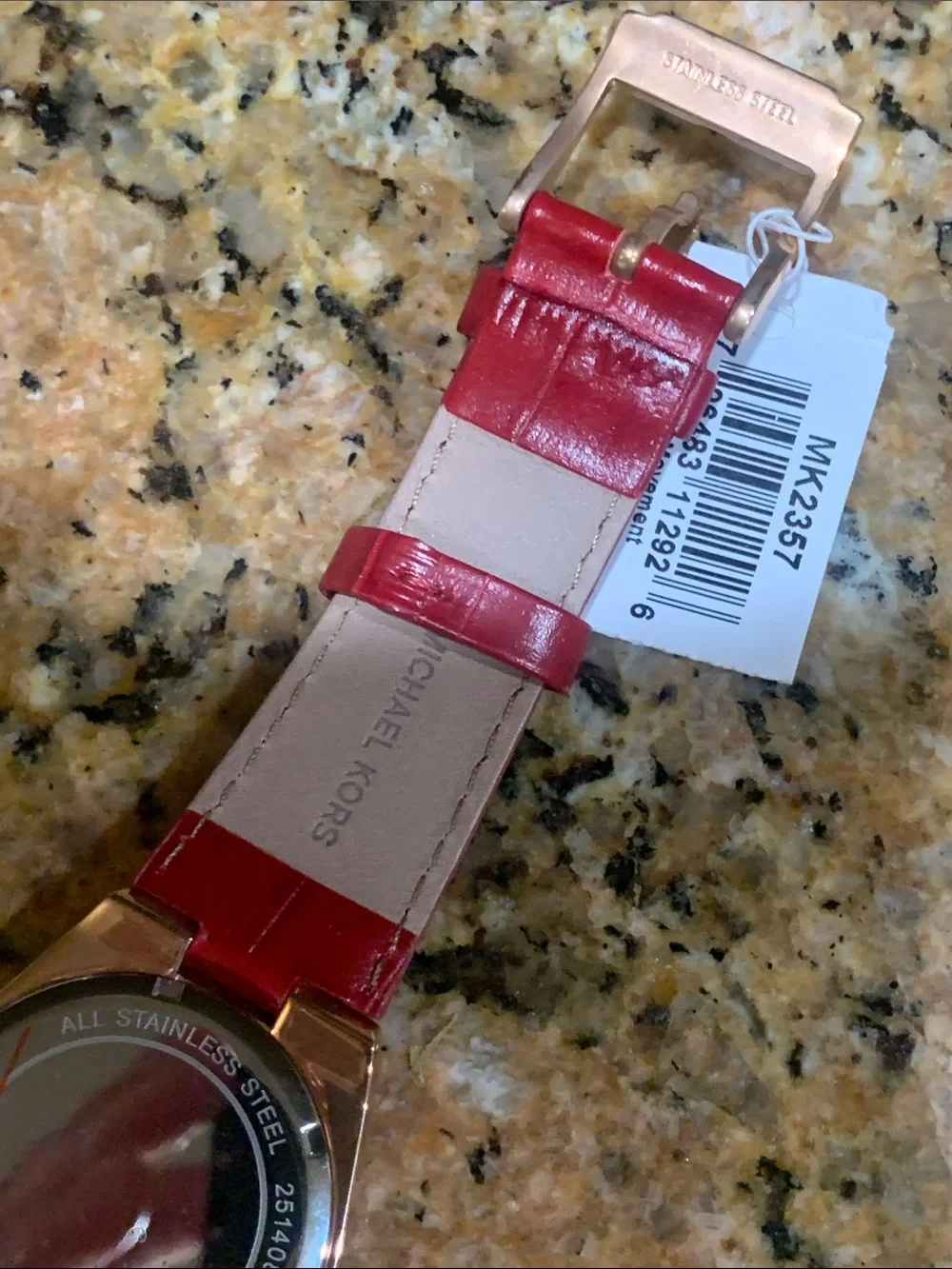 Brand new limited edition red, rose gold plated authentic rare watch/ leather